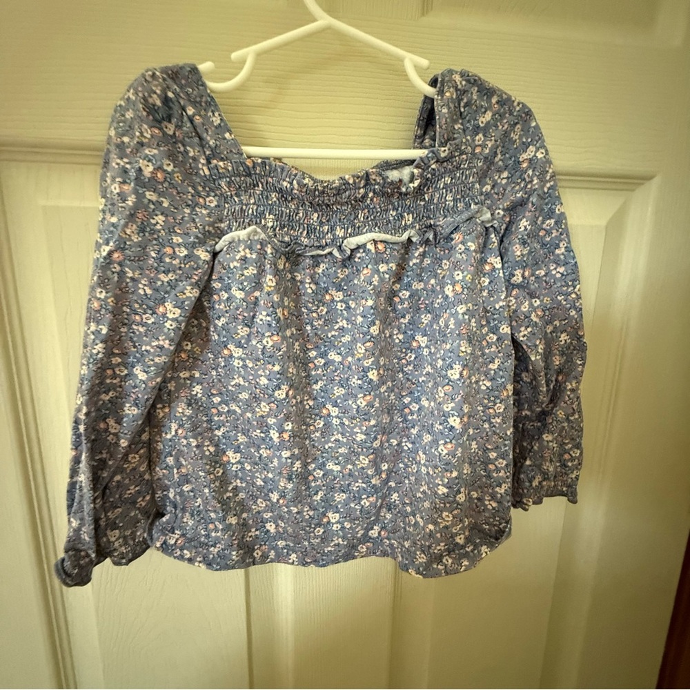 OshKosh B'gosh Blue Ruffled 3/4 Sleeve Blouse